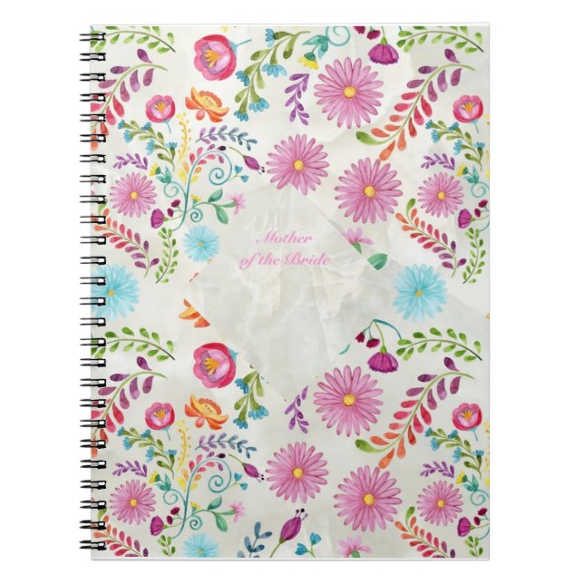 Folk Flowers Mother of Bride Gift- Customisable Notebook (Front)
