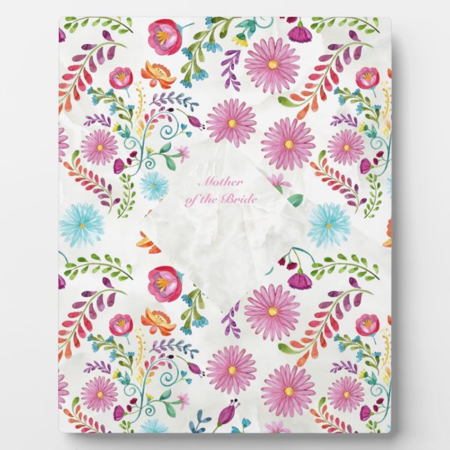 Folk Flowers Mother of Bride Gift- Customisable Plaque (Front)