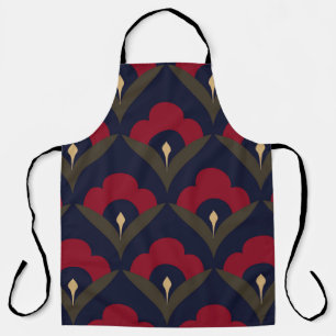 Folk flowers motif Japan wave pattern ditzy floral Apron