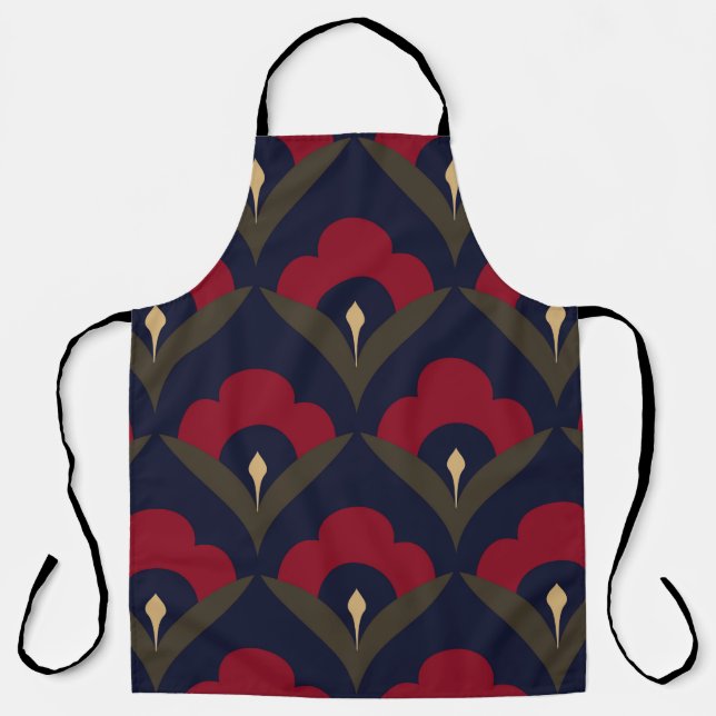 Folk flowers motif Japan wave pattern ditzy floral Apron (Front)