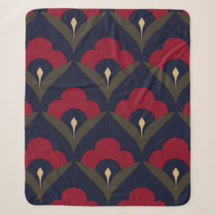Folk flowers motif Japan wave pattern ditzy floral Sherpa Blanket