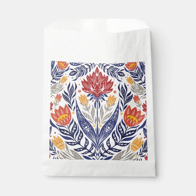 Folk flowers pattern   favour bag (Front)