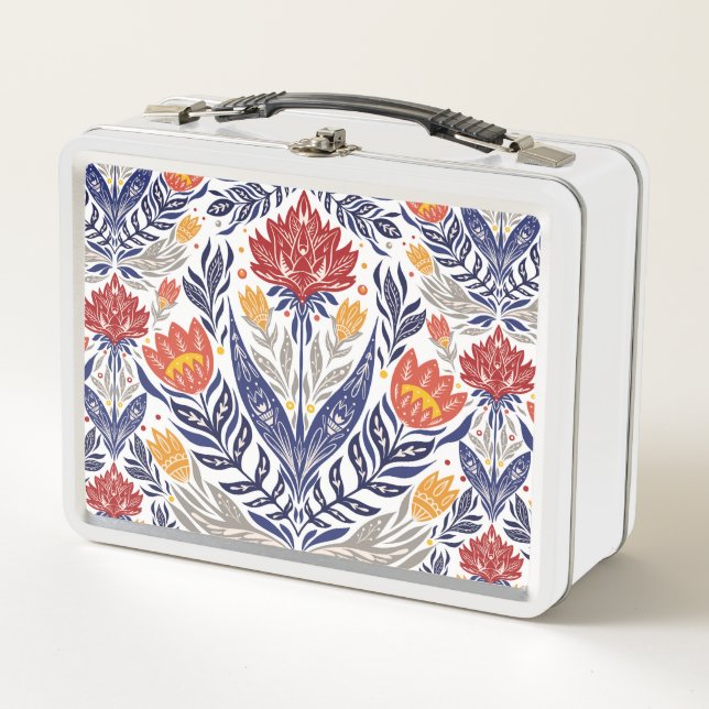 Folk flowers pattern   metal lunch box (Front)