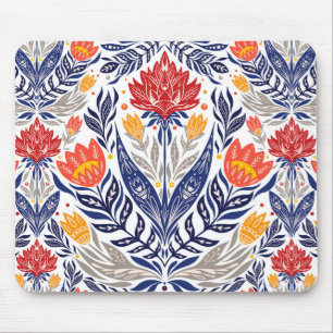 Folk flowers pattern mouse pad