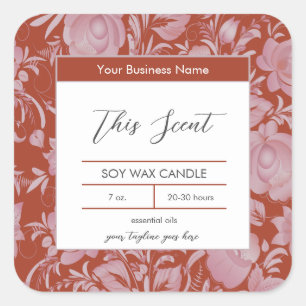 Folk Flowers Pattern on Rooibos Candle Label