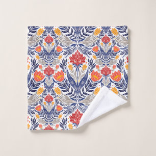 Folk flowers pattern wash cloth