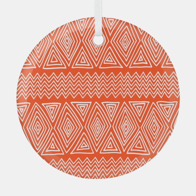 Folk forms, ethnic geometric seamless. glass tree decoration (Front)