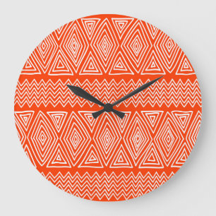 Folk forms, ethnic geometric seamless. large clock