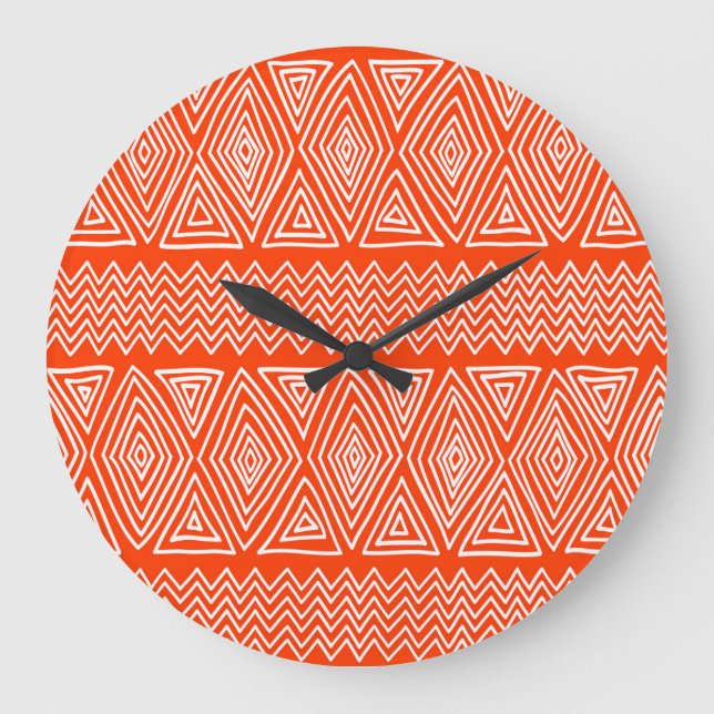 Folk forms, ethnic geometric seamless. large clock (Front)