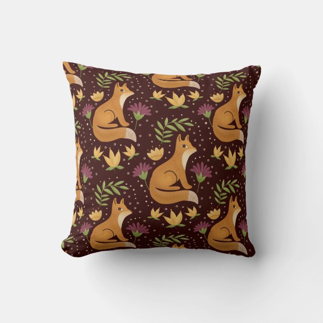 Folk Foxes Spiral Cushion (Front)