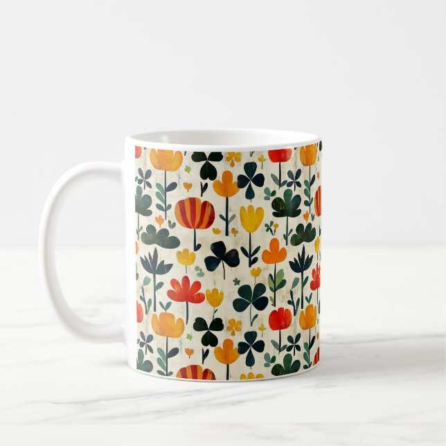 Folk Garden Clover Coffee Mug (Left)