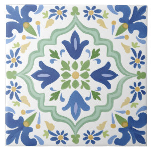 Folk Garden Watercolor Ceramic Tile