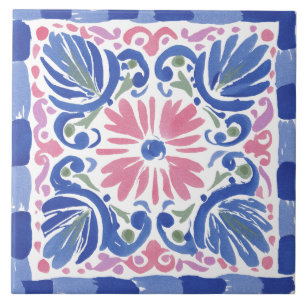 Folk Garden Watercolor Ceramic Tile