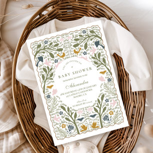 Folk Garden Woodland Baby Shower Invitation