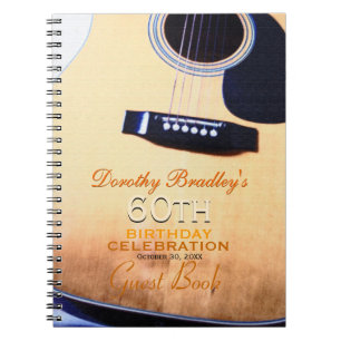 Folk Guitar 60th Birthday Personalised Guest Book