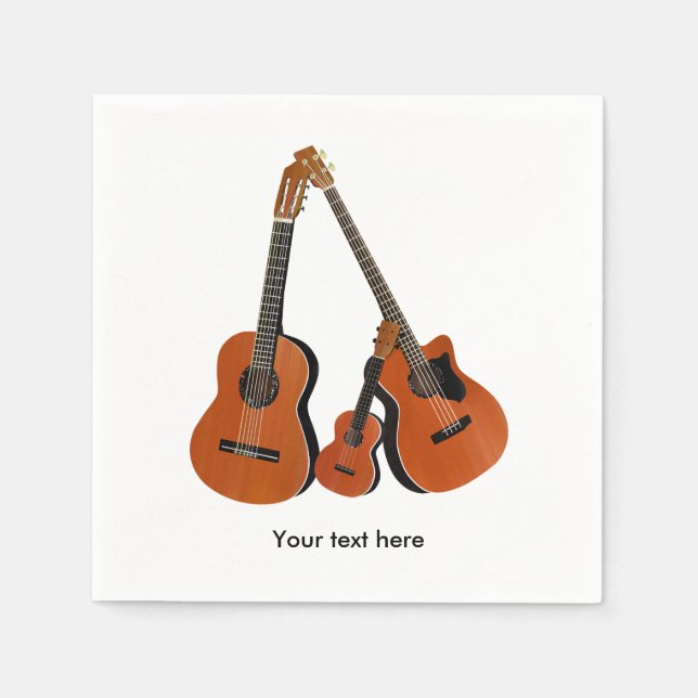 Folk Guitar Acoustic Bass and Ukulele Napkin (Front)