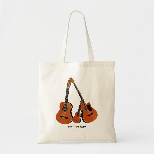 Folk Guitar Acoustic Bass and Ukulele Tote Bag (Front)