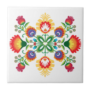 Folk Heart of Łowicz Ceramic Tile