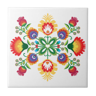 Folk Heart of Łowicz Ceramic Tile