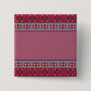 Folk Heart Pattern 15 Cm Square Badge
