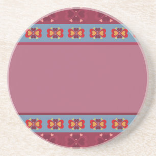 Folk Heart Pattern Coaster