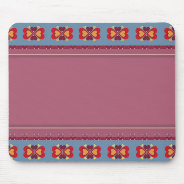 Folk Heart Pattern Mouse Pad (Front)