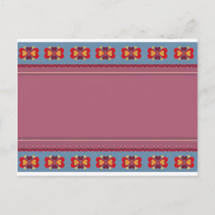 Folk Heart Pattern Postcard