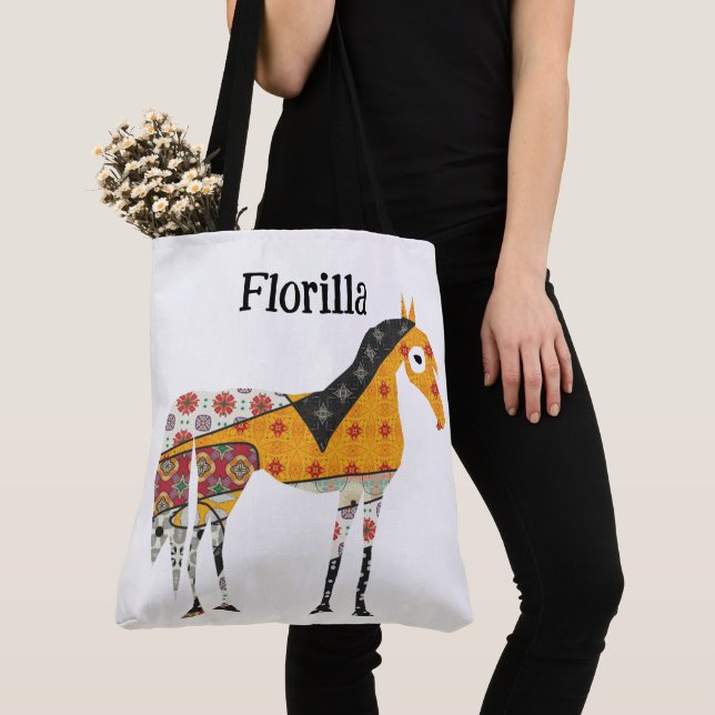 Folk Horse Tote Bag (Close Up)