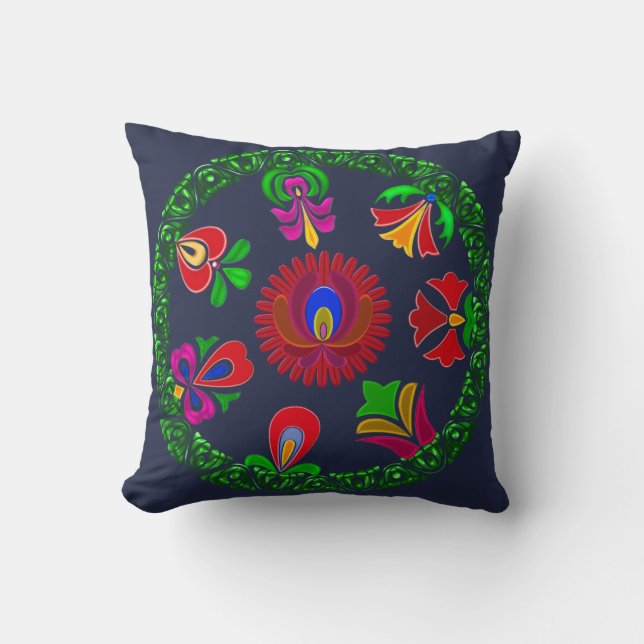 Folk Hungarian Patterns Cushion (Front)