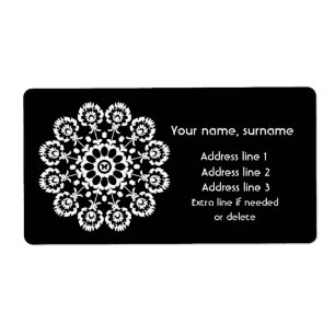 Folk in Black – Monochrome Lowicz Shipping Label