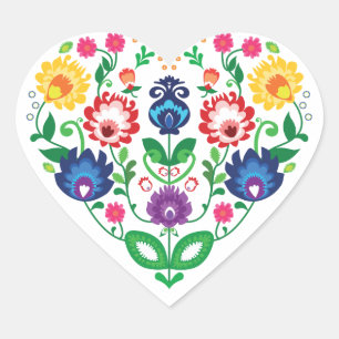 💜❤💓Folk inspired hearts, Heart Sticker