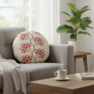 Folk-Inspired Home Decor Round Cushion