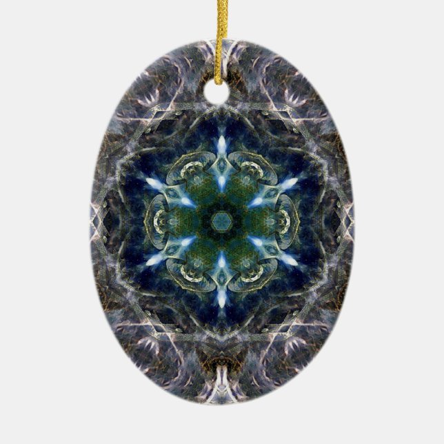 Folk Mandala  Ceramic Ornament (Front)