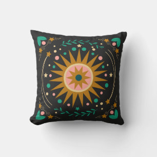 Folk Mandala Sunburst Pillow