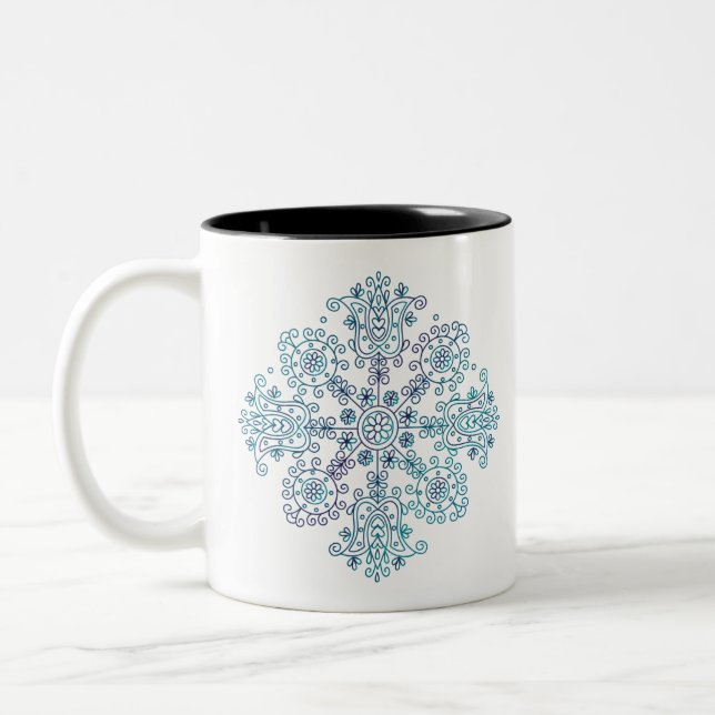 Folk Mandala Two-Tone Coffee Mug (Left)