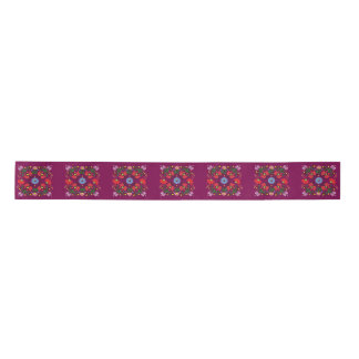 Folk Matyo Abstract Floral Pattern  Satin Ribbon