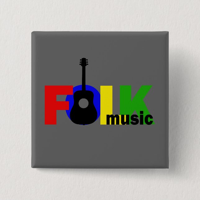 Folk Music 15 Cm Square Badge (Front)