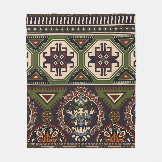 Folk ornamental seamless pattern. Geometric ethnic Fleece Blanket (Front)