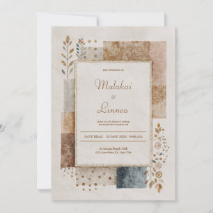 Folk Patchwork Rustic Wedding  Invitation