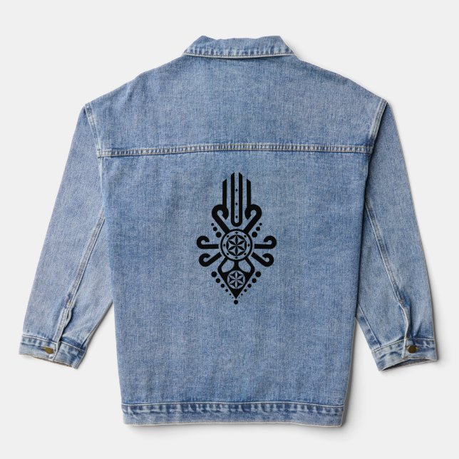 Folk pattern of Polish highlanders - Parzenica Denim Jacket (Back)