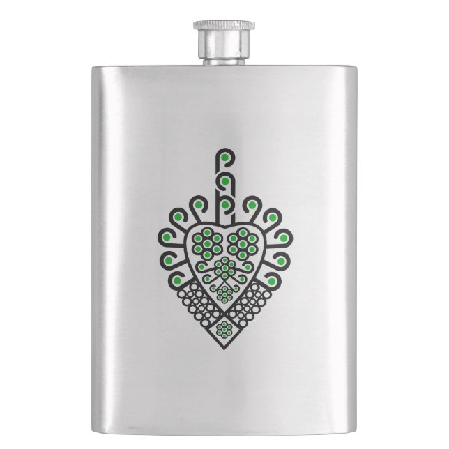 Folk pattern of Polish highlanders - Parzenica Hip Flask (Front)