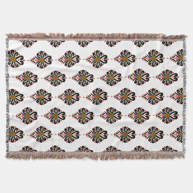 Folk pattern of Polish highlanders - Parzenica Throw Blanket (Front)