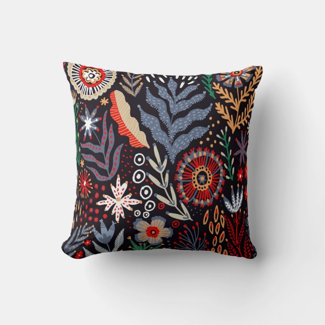Folk pattern, seamless textile design with bright  cushion (Front)
