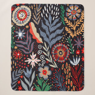 Folk pattern, seamless textile design with bright  sherpa blanket