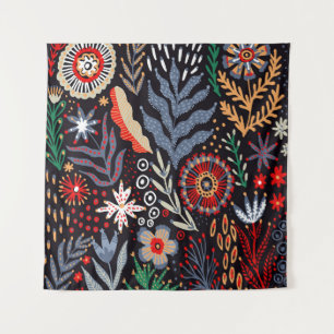 Folk pattern, seamless textile design with bright tapestry