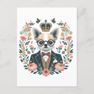 Folk portrait of King Chihuahua Postcard