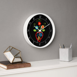 Folk portuguese blooming heart  clock
