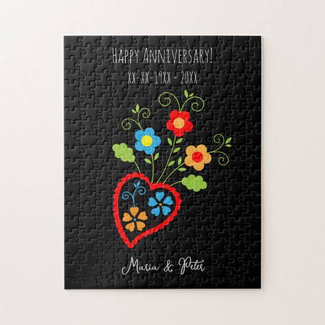 Folk portuguese blooming heart jigsaw puzzle (Vertical)