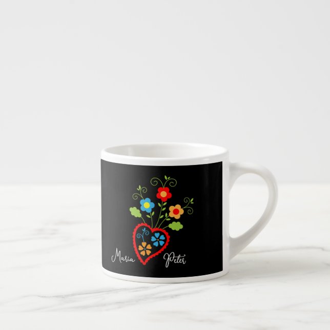 Folk portuguese blooming heart mug (Right)