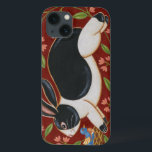 Folk Rabbit iPhone 13 Case<br><div class="desc">Get this modern piece of artwork today with a brown and red background. This piece of art contains a black and white rabbit which appears to be running. The details in this image are very sharp and vivid. It's a contemporary art piece that will be perfect for any type of...</div>